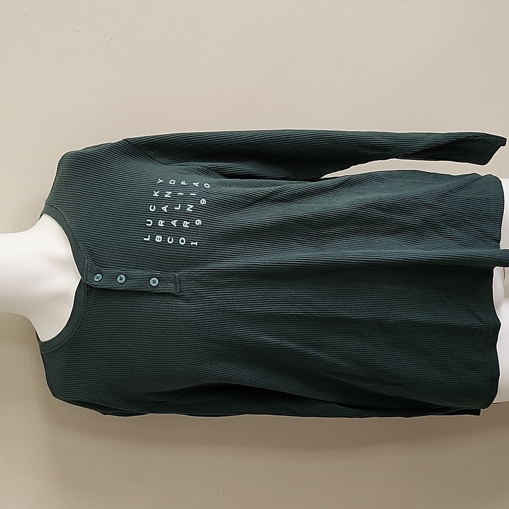 Lucky Brand Teal Long Sleeve Henley Size Large